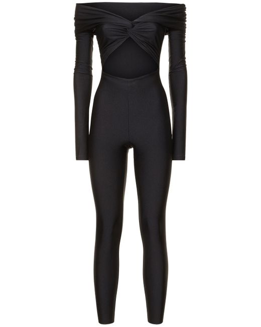 ANDAMANE Black Kendall Shiny Stretch Lycra Jumpsuit