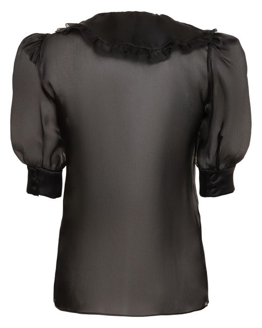 Blusa in organza di seta con rose applicate di Alessandra Rich in Black
