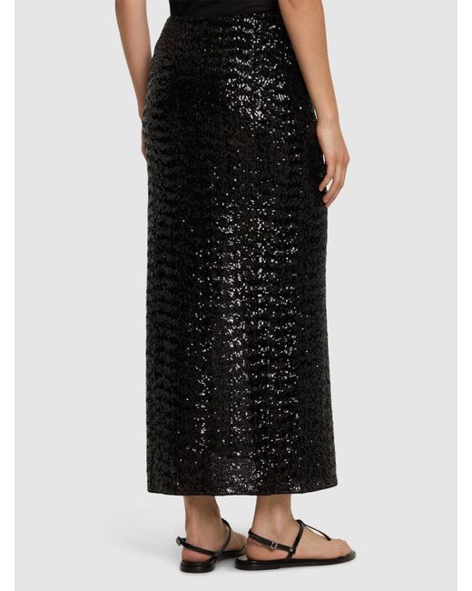 Oseree Black Midirock Mit Pailletten Und Sschlitz