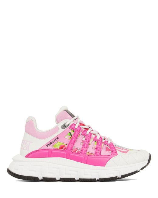 Versace 40mm Trigreca Leather & Mesh Sneakers in Pink | Lyst