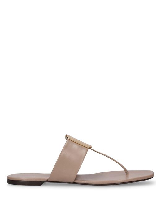 Tory Burch Gray 10mm Georgia Leather Thong Sandals