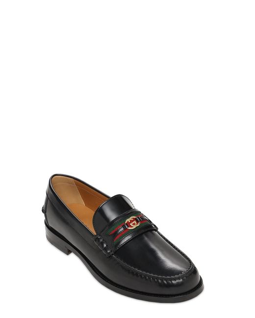 Gucci 25mm Gg Web Kaveh Leather Loafers 