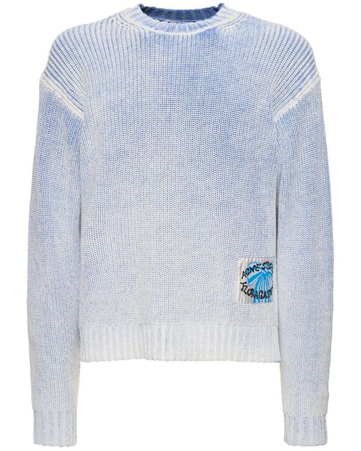 Acne Blue Kype Cotton Blend Sweater for men