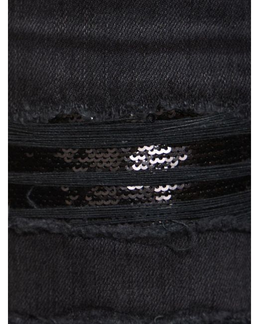 Amiri Black Sequin Thrasher Cotton Stretch Jeans for men