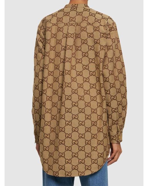 Camicia Oversize In Tela Maxi Gg di Gucci in Brown