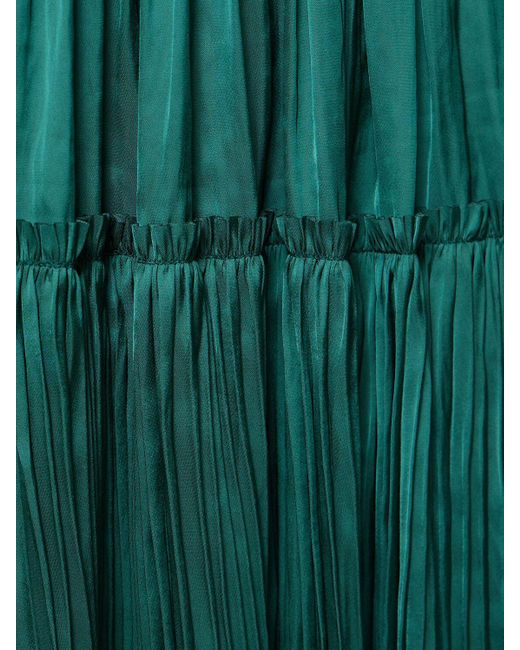Robe courte en satin à plis lu Ulla Johnson en coloris Green