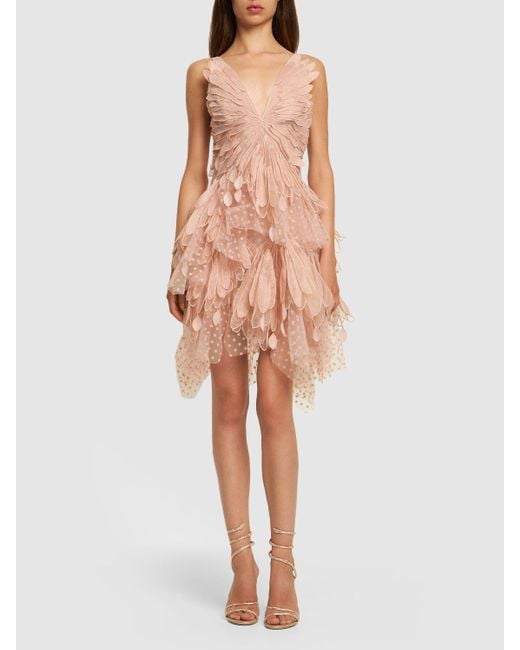 Zimmermann Pink Lvr Exclusive Flocked Tulle Mini Dress