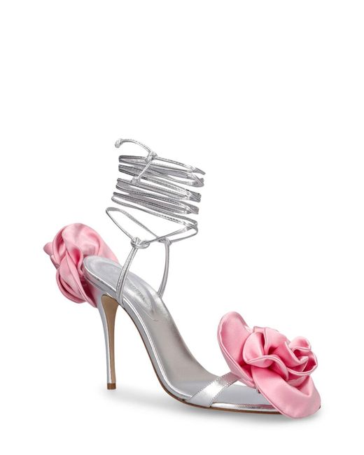 Magda Butrym Pink 105Mm Flower Satin Sandals