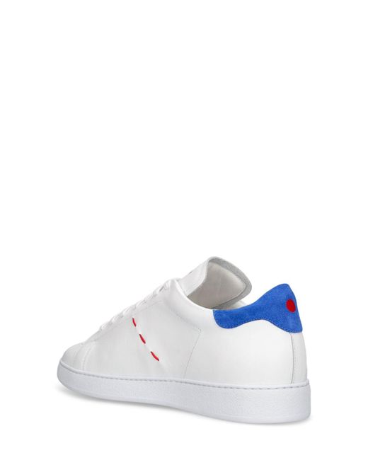 Kiton White Leather Low Top Sneakers for men