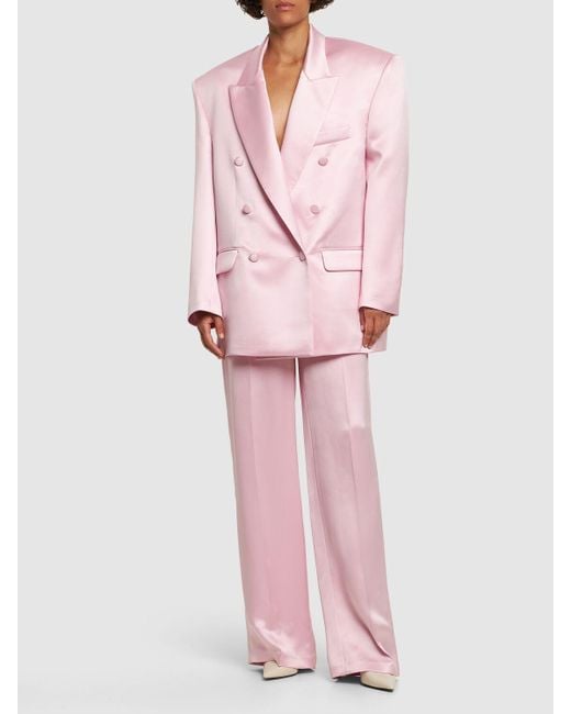 Magda Butrym Pink Silk Satin Oversized Blazer Jacket