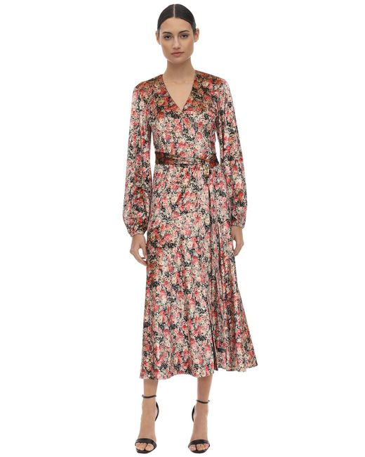 ROTATE BIRGER CHRISTENSEN Printed Velvet Wrap Dress - Lyst