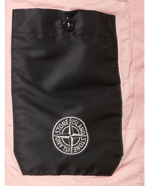 Stone Island Pink Mussola Gommata Short Parka for men