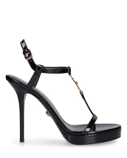 Sandalias de charol 115mm Versace de color Black