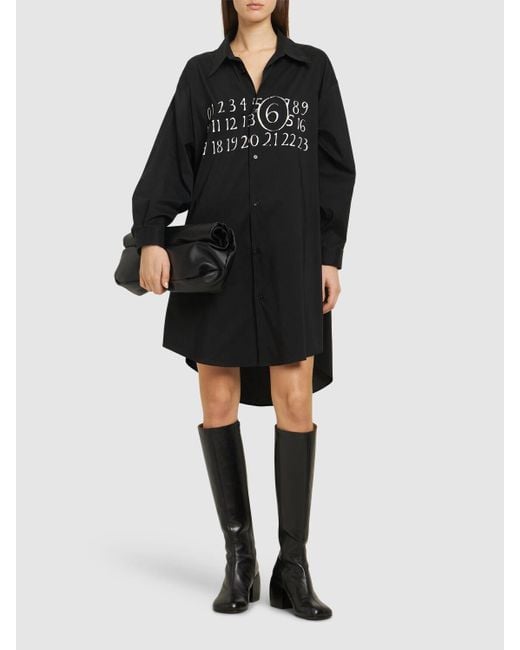 MM6 by Maison Martin Margiela Black Logo Cotton Poplin Mini Dress