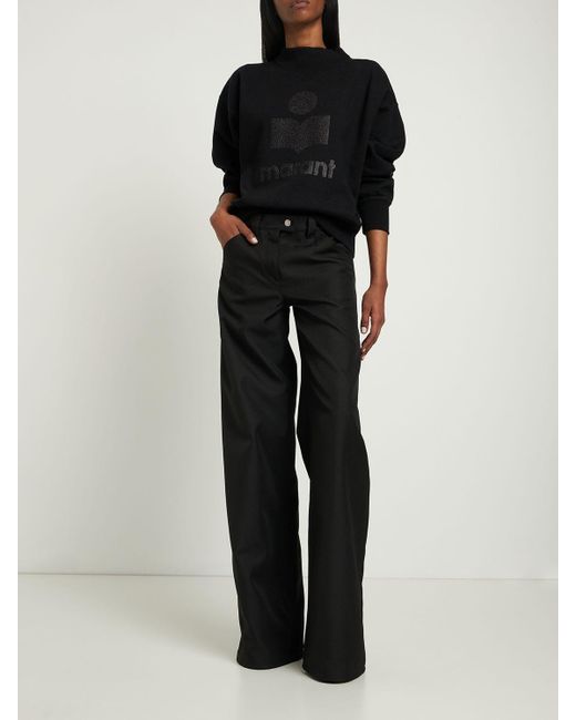 MARANT ETOILE Moby Glitter Logo Cotton Sweatshirt in Black | Lyst
