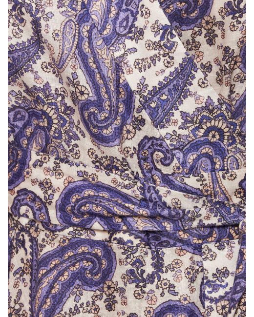Paisley Print Leinen Devi Wrap Minydress Zimmermann en coloris Purple