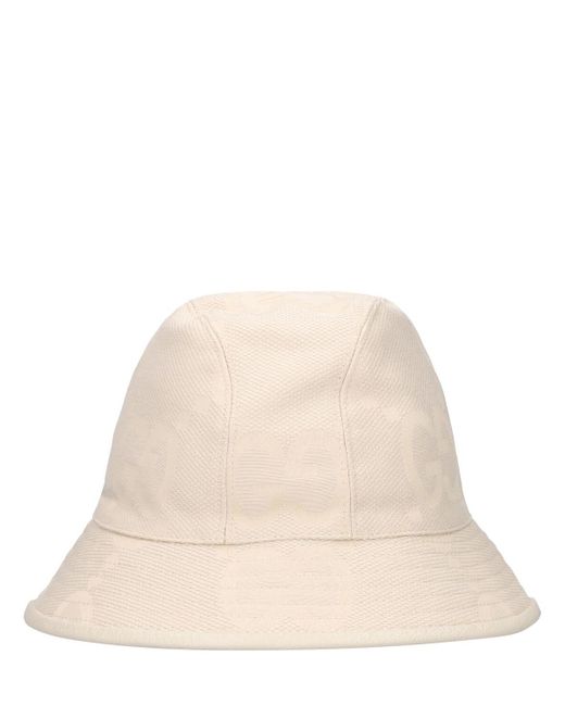 Cappello Fedora In Misto Cotone Maxi Gg di Gucci in Bianco | Lyst