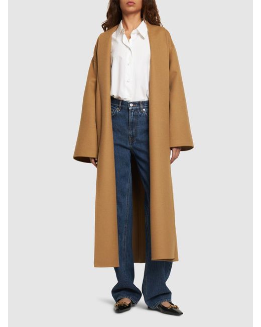 Valentino Natural Wool Compact Belted Long Coat