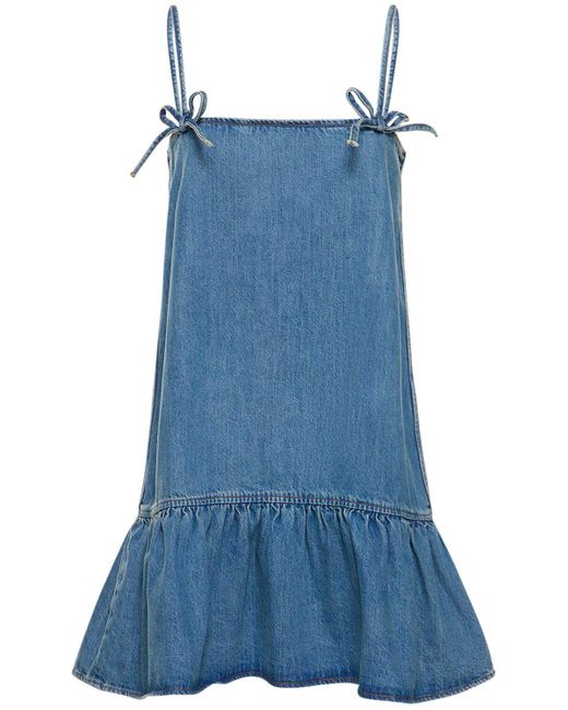 Ganni Blue Minikleid Aus Baumwolldenim