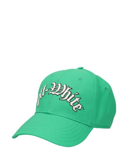 Cappello baseball in cotone con logo di Off-White c/o Virgil Abloh in Green da Uomo