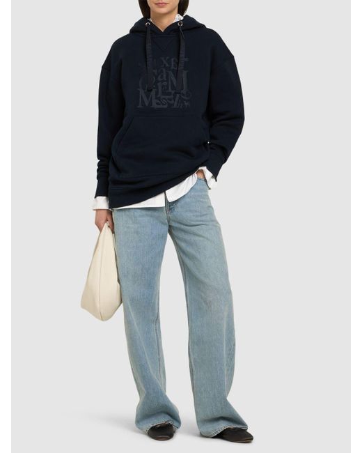 Max Mara Blue Oversize Jersey-hoodie Mit Logo "musa"