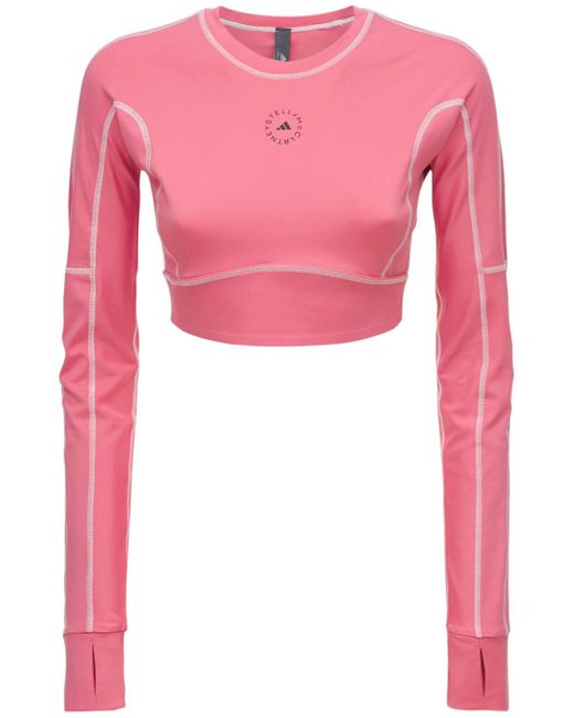 adidas By Stella McCartney Asmc Tst Crop Top in Pink - Lyst