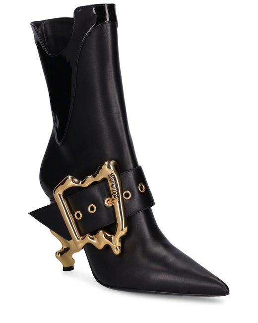 Moschino Black 105Mm Leather Ankle Boots