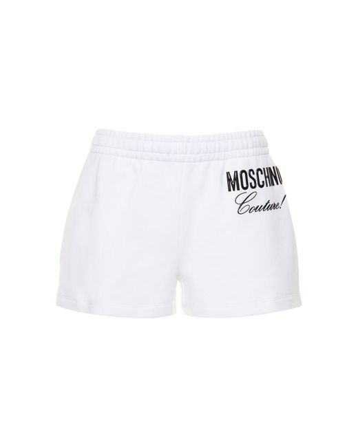 Moschino Baumwolle Shorts Aus Baumwolljersey Mit Logo in Pink Damen Bekleidung Kurze Hosen Mini Shorts 