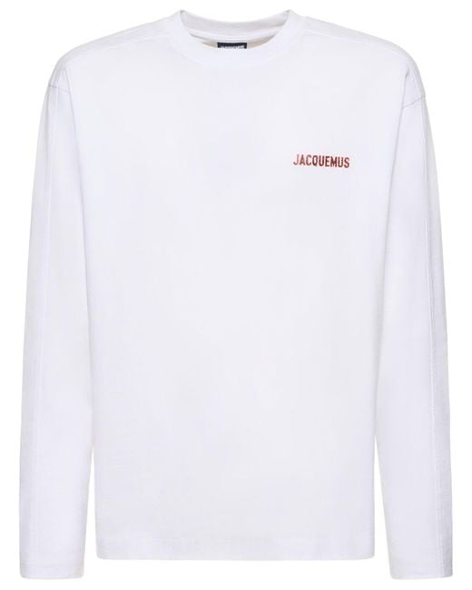 Camiseta de algodón con estampado Jacquemus de hombre de color White