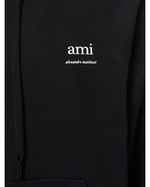 AMI Hoodie Aus Bio-baumwolle Mit Logodruck in Black für Herren