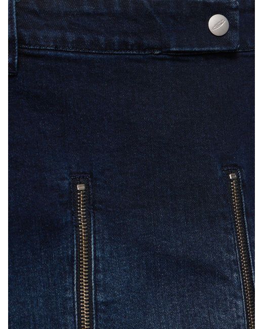 CANNARI CONCEPT Blue Pleated Denim Mini Skirt W/ Zips