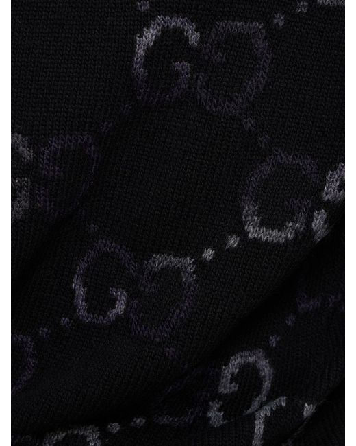 Pull à col ras-du-cou en laine et acrylique gg Gucci pour homme en coloris Black