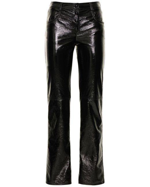 MSGM Wrinkled Faux Patent Leather Pants in Black | Lyst