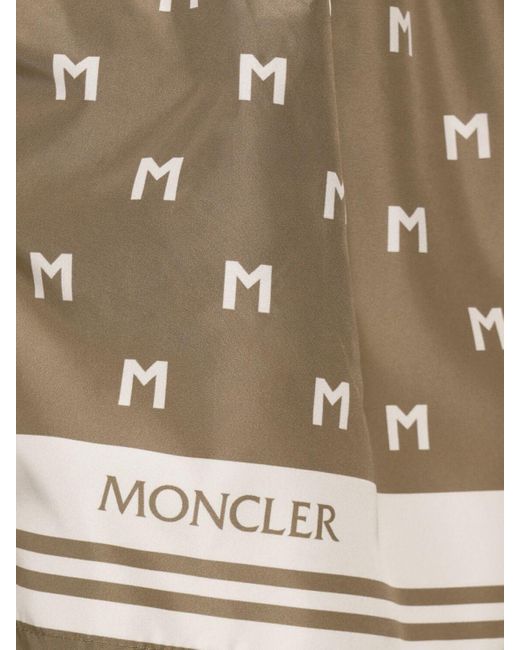 Moncler Monogram Printed Tech Swim Shorts in Natural für Herren