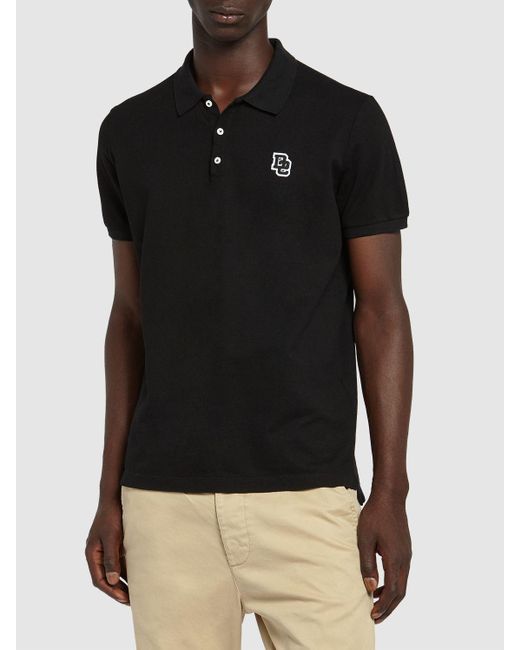 DSquared² Black Tennis Fit D2 Logo Cotton Polo for men