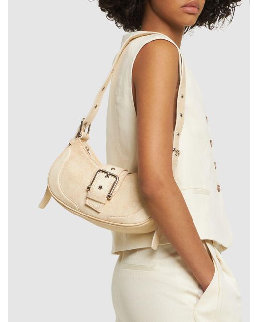 OSOI White Hobo Brocle Leather Shoulder Bag
