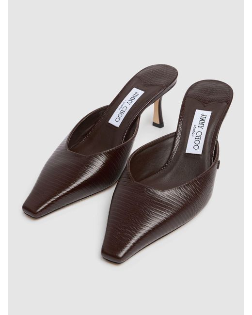 Jimmy Choo Vivi リザードプリントパテントレザーミュール 65mm Brown