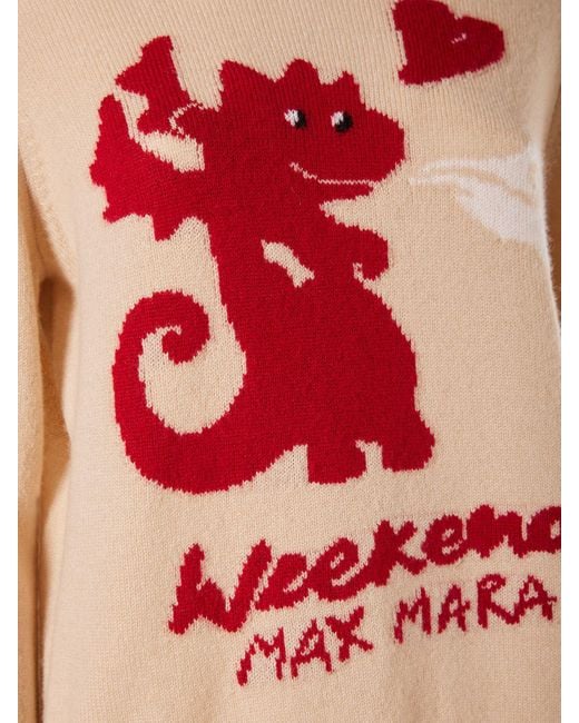 Weekend by Maxmara Pink Adelchi Intarsia Logo Knit Sweater