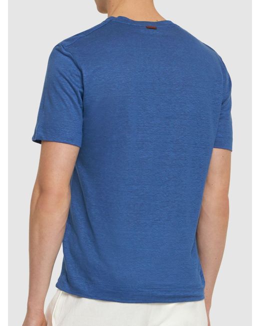 T-shirt pure in jersey di lino di Zegna in Blue da Uomo