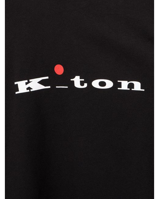 Camiseta de algodón con logo Kiton de hombre de color Black