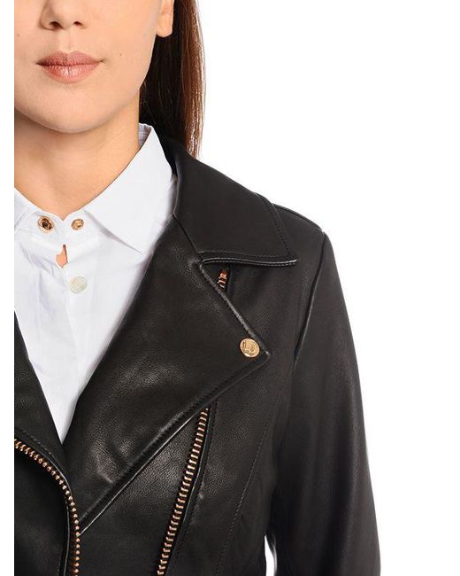 Marina Rinaldi Leather Biker Jacket in Black | Lyst