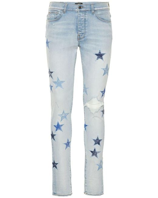 Amiri Bandana Star Stretch Denim Jeans in Light Indigo (Blue) for Men
