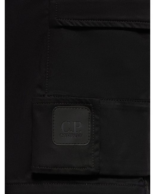 C P Company Black Metropolis Series Stretch Satin Shorts for men
