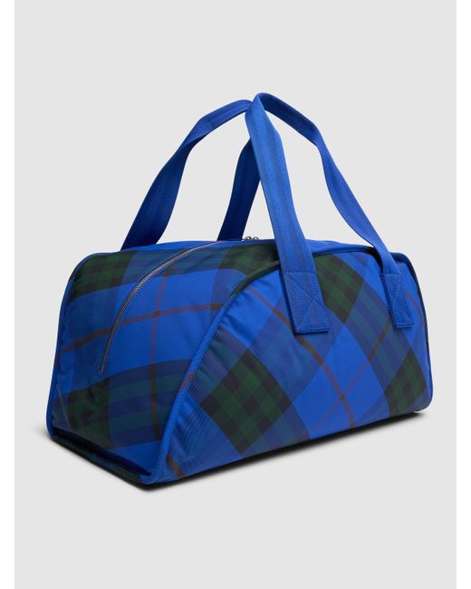 Burberry Blue Shield Check Print Duffle Bag for men