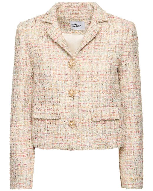 Self-Portrait Natural Bouclé Blazer