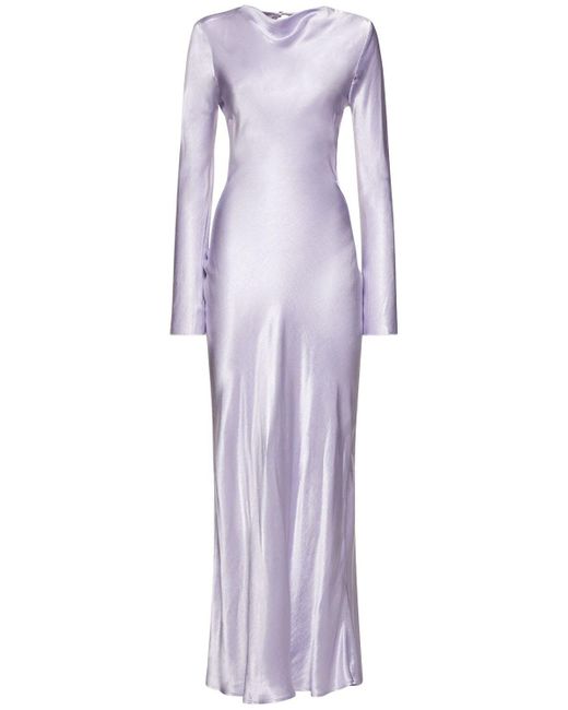 Bec & Bridge Purple Ren Long Sleeve Viscose Satin Maxi Dress