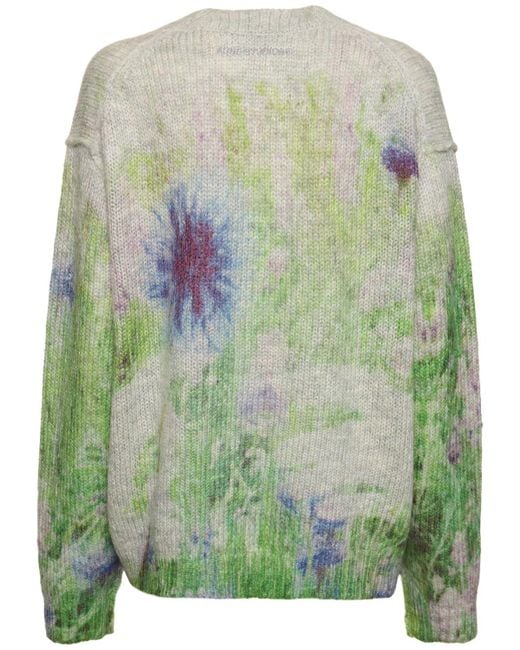 Acne Green Mohair Blend Knit Oversized Cardigan