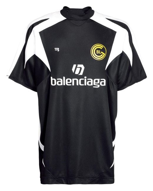 Balenciaga Black Two Tone Logo Mesh Football Jersey for men