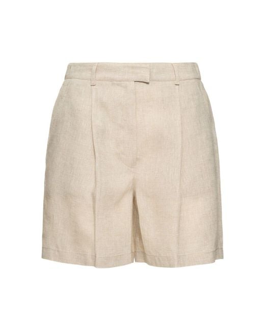 Brunello Cucinelli Natural Light Linen Bermuda Shorts