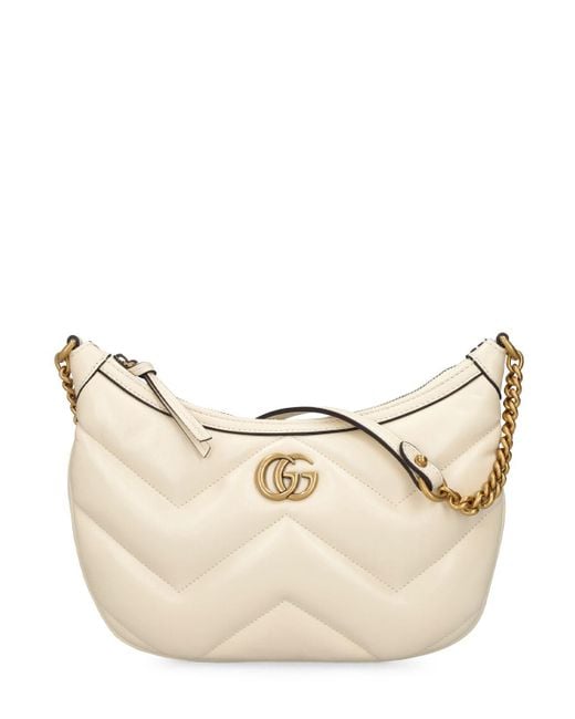 Gucci Natural Small gg Marmont Leather Shoulder Bag